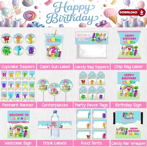Numberblocks Girl Party Bundles, Pink Birthday Party Decor for Daughter, Number Blocks Party Favor, Printable Digital Download
