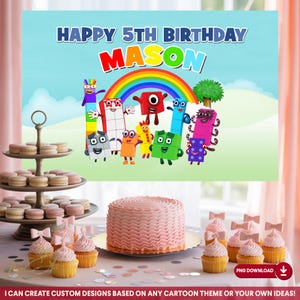 Numberblocks Backdrop Digital, Printable Numberblocks Birthday Banner, Numberblocks Party Decor Digital, Birthday Party Theme Decor