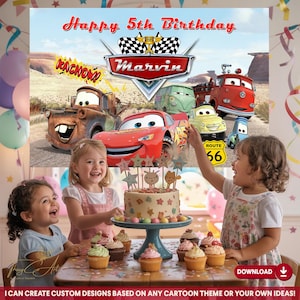 Printable Racing Car Birthday Backdrop, Digital Birthday Banner, Custom Party Decoration, Boys Racing Theme Party Decor