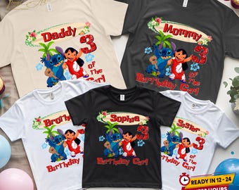 Camiseta de fiesta de cumpleaños de Stitch PNG: Celebración familiar personalizada (descarga digital)