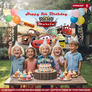 Printable Racing Car Birthday Backdrop, Digital Birthday Banner, Custom Party Decoration, Boys Racing Theme Party Decor