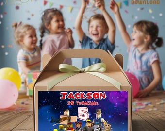 Video Game Boy Gable Box Label: Custom Birthday Favor Sticker (Digital Download