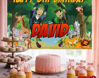 Bannière anniversaire Wild Kratts : toile de fond Safari Party (téléchargement numérique, 72 x 48 pouces)