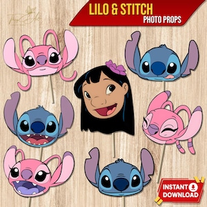 Lilo and Stitch Photo Props Instant Download, Printable Lilo Stitch Picture Frame, Stitch Birthday Decor, Stitch Lilo Birthday Party Theme
