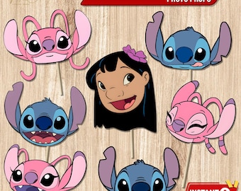 Lilo and Stitch Photo Booth Props: Printable Birthday Party Decor (Digital Download)
