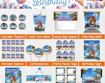 Personalized Moana Birthday Party Decorations: Digital Download