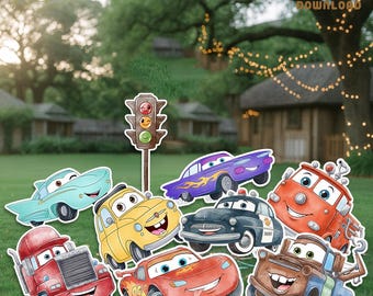Ritagli per feste di compleanno di Disney Cars, sagome di Saetta McQueen (download digitale)