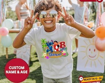 Stitch Cumpleaños Niño PNG: Diseño de camiseta termoadhesiva personalizada (Descarga digital)