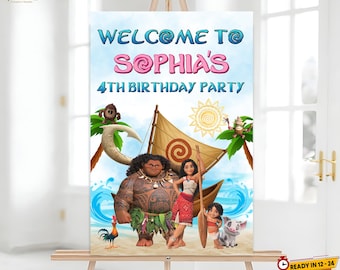 Moana Birthday Welcome Sign: Custom Hawaiian Party Decor (Digital Download)