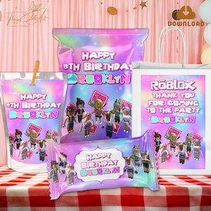 Printable Video Game Girl Birthday Party Bundles, Girls Birthday Party Decor Kit Digital, Custom Kids Birthday Party Favors