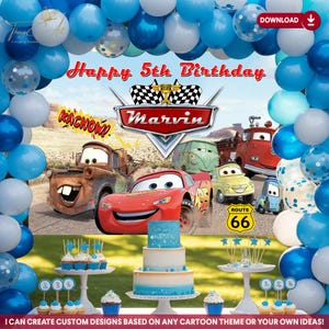 Printable Racing Car Birthday Backdrop, Digital Birthday Banner, Custom Party Decoration, Boys Racing Theme Party Decor