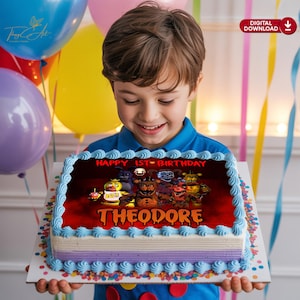 Printable Five Nights at Freddys Cake Topper, Personalized Freddy Birthday Party Decoration, Freddy Fazbear Cupcake Topper, Digital Download