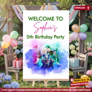 Zombie 3 Welcome Sign, Birthday Party Decor Digital, Printable Party Decorations, Birthday Welcome Board Download