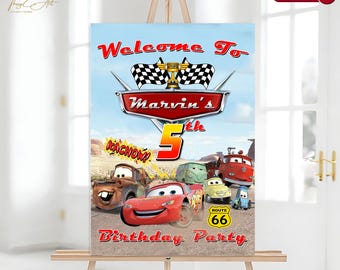 Printable Disney Cars Birthday Party Welcome Sign (Digital Download)