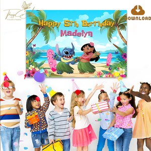 Lilo and Stitch Backdrop Digital Download, Stitch Birthday Banner Printable, Kids Party Decorations Diy