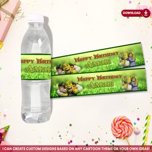 Shrek Water Bottle Labels, Shrek Party Decor Printable, Shrek Birthday Party Theme Printable Digital Download, Shrek Lover Gift