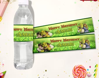 Shrek Birthday Party Water Bottle Labels: Printable Decor (Digital Download)
