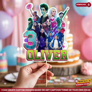 Zombies 3 Cake Topper, Personalized Digital File, Printable Birthday Party Decor, Zombie Party Theme Download