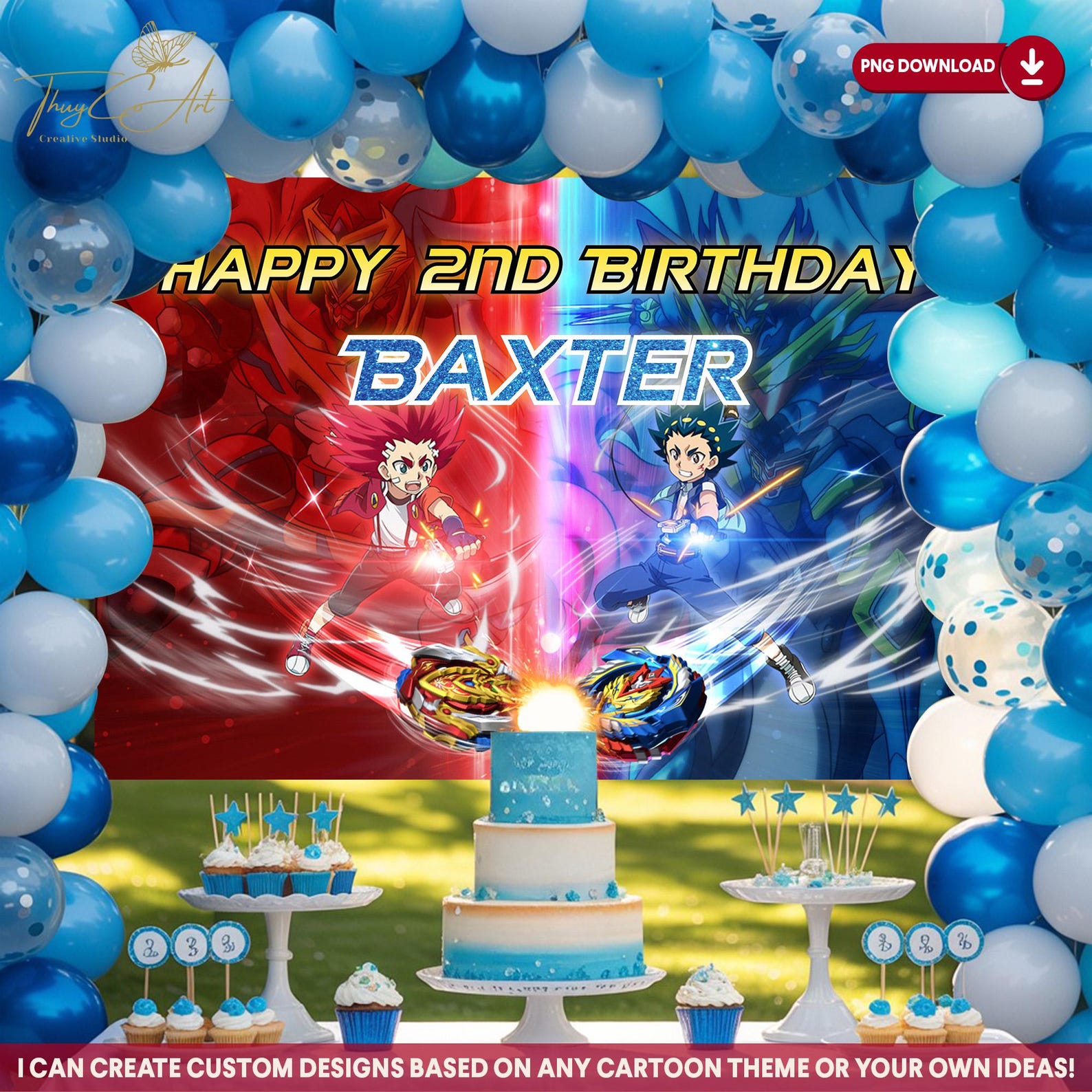 Beyblade Birthday Backdrop: Custom Party Banner (digital Download 72 ...