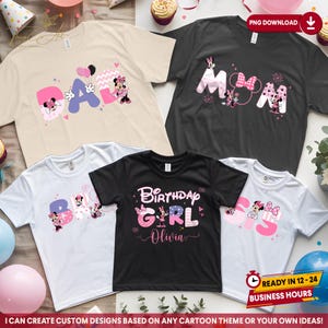 Urodziny Myszki Minnie w formacie PNG: Niestandardowy projekt koszulki rodzinnej (pobranie cyfrowe)