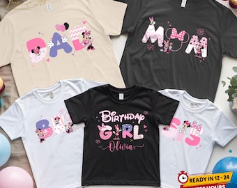 Minnie Maus Geburtstag PNG: Name und Familie Shirt Design (Digitaler Download)