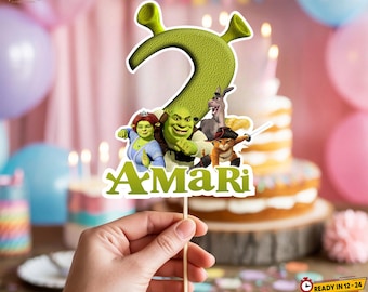 Digital Shrek Cake Topper, Personalized Printable Birthday Topper, Party Decoration for Kids Celebration