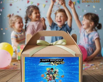 Personalized Beyblade Gable Box Label: Gamer Birthday Party Favor (Digital Download, 6x3.5 inches)