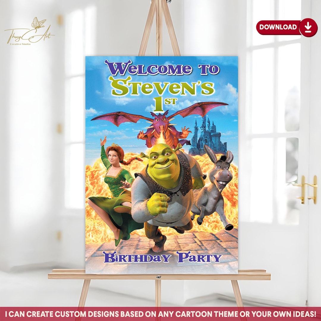 Shrek Prom Sign Shrek Birthday Welcome Sign: Custom Party Theme (digital Download) - Etsy