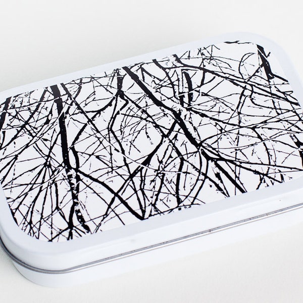 Very Last One : BRANCHES on White Coated Tin (Altered Tin/Gift Tin/Gift Box)