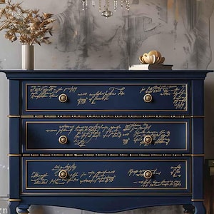 Shimmering Script Foil Transfer – Golden Calligraphy Furniture Decal (2 Sheets)