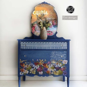 Pressed Flowers Decor Transfer – Delicate Floral Rub-On Furniture Decals (24″X35″)
