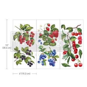 Transfert Sweet Berries, Decor Transfers® - Sweet Berries - 3 feuilles, 6 x 12 po, décoration de cuisine transfert