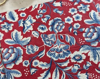 Patriotic Floral Decoupage Napkins: Red, White, and Blue - July 4th