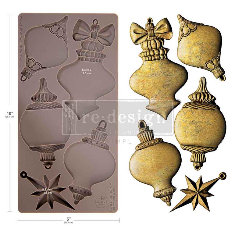 New! Winter Luxe Blanks Mould, Decor Moulds, Winter Luxe Blanks, Holiday Ornament Mould, DIY Ornaments, Prima Moulds afbeelding 1