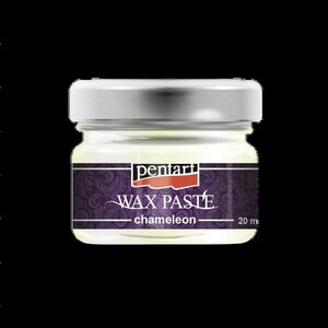 May include: A small glass jar of Pentart Wax Paste in a chameleon color. The jar has a silver lid and a label with the product name and brand. The label is purple with a decorative pattern. The jar contains 20 ml of wax paste.