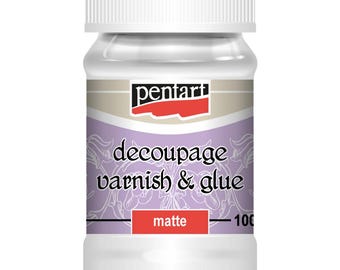 Pentart Decoupage Glue Varnish: Clear Matte, Water Resistant (100ml) Collage Adhesive