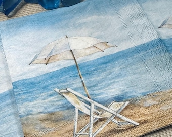 Blue Horizon Beach Napkins: Decoupage Ocean Paper, Nautical Designs, Ocean Themed Paper