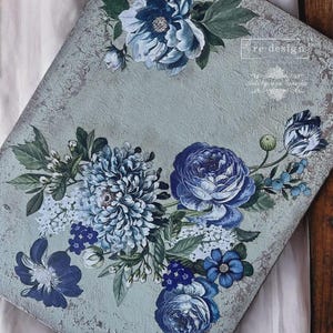 Indigo Petals Furniture Transfer, Blue Floral Decor Decal, ReDesign Prima Botanical Art