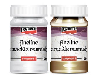 Pentart Fineline Crackle Varnish - Aged Effect, 2-Part Set (100ml), Antiquing Crackle