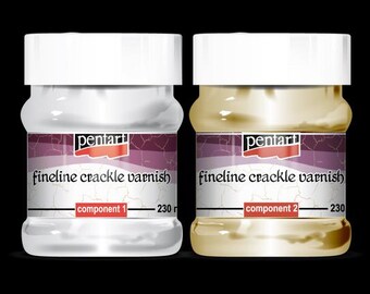 Pentart Fineline Crackle Varnish - Aged Effect, 2-Part Set (230ml)