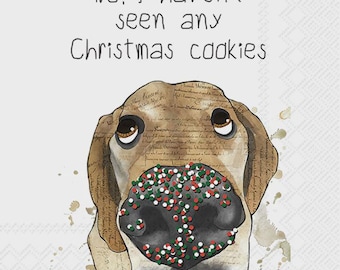 Christmas Furry Friends, Decoupage Napkins - Puppy Napkins, Christmas Paper, Cocktail Napkins, DIY, Holiday Paper Crafts, Haven't Seen Any