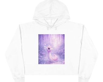 Sudadera corta Pastel Dragon Princess / linda ilustración de dragón mágico, bosque morado