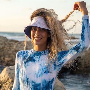 Surfer Bucket Hat, Reversible Bucket Hat, Cotton Bucket Hat with a hole, Festival Hat, Sun Hat for Women, Model: Be Fearless