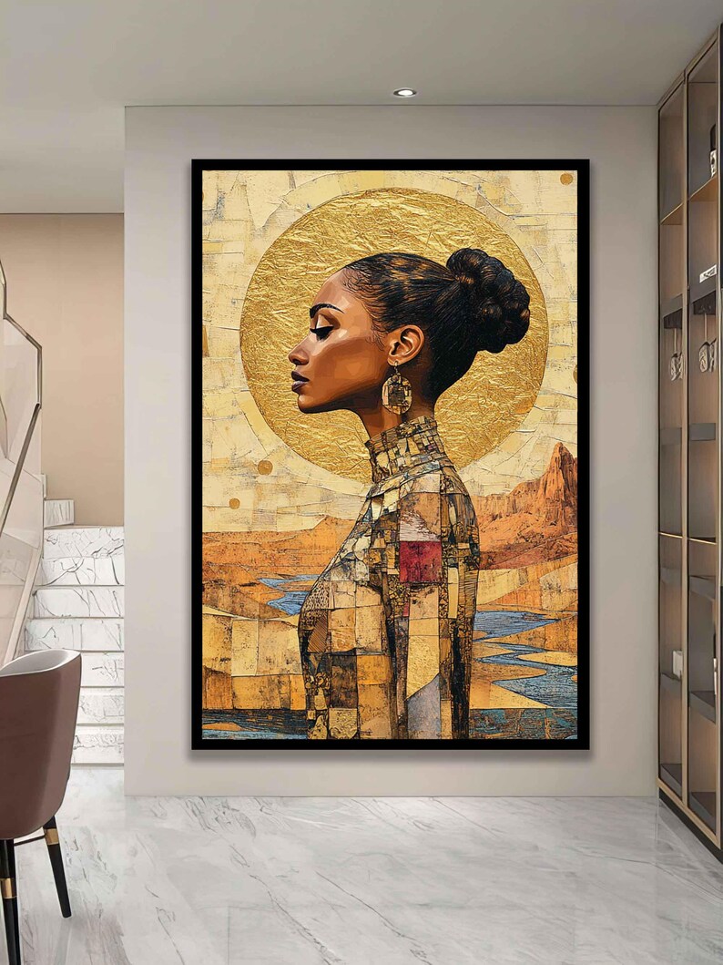 Gold Color Abstract Black Woman Canvas, African Art Print, Abstract ...