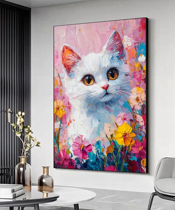 絵画 猫 カラフル アートパネル 動物 絵 壁 絵画 油絵 モダン 玄関