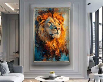 Lion canvas print, Lion digital print, Lion painting, Lion wall art, Lion home decor, Animal canvas print, Animal painting, Lion artwork