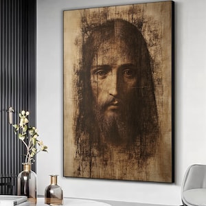 Jesus religious abstract canvas wall art, Abstract Jesus art print, Jesus wall decor, Christian art, Home wall decor, Ready to hang