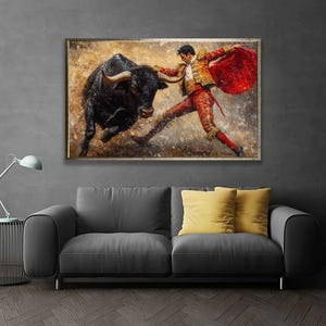 Matador art print, Matador bull painting, Matador bull canvas print, Matador bull wall art, Matador wall decor, Bull digital print