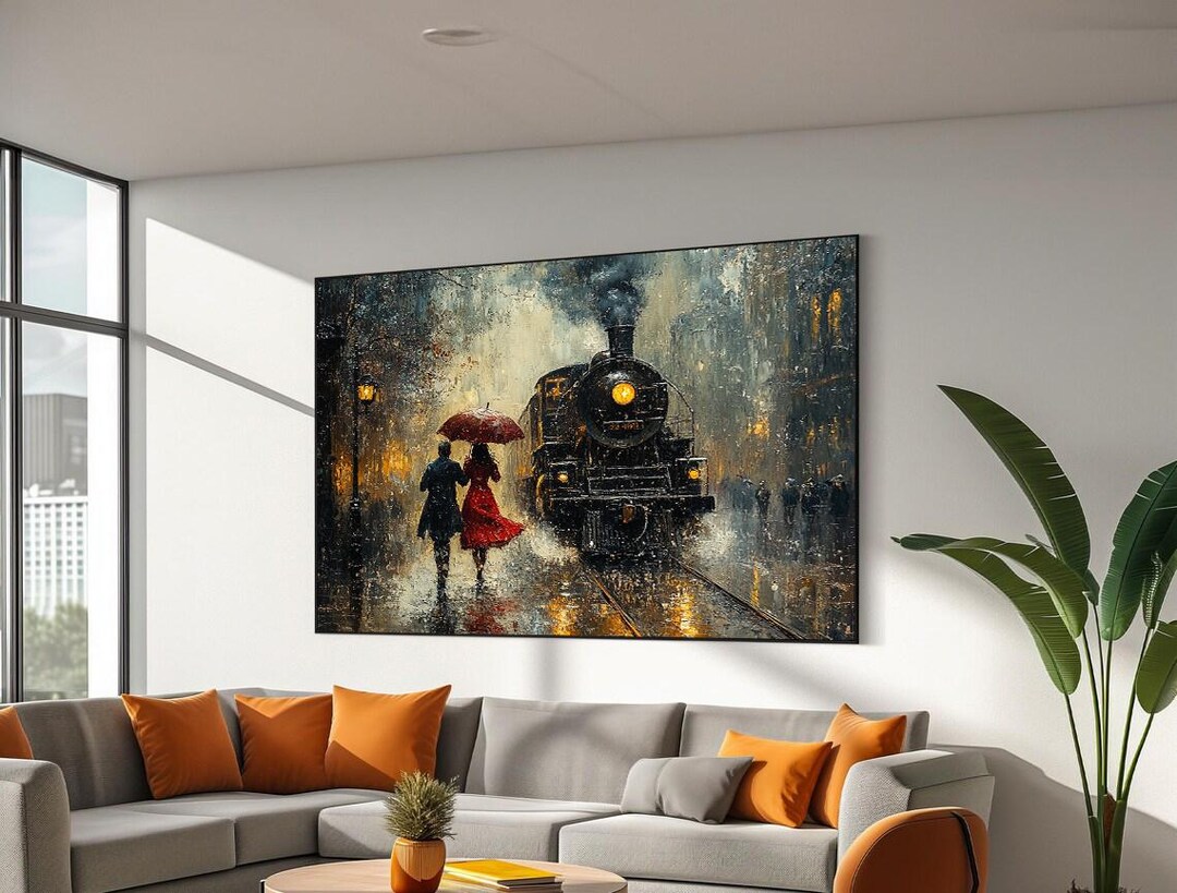 Vintage Train Couples Love Wall Art, Train Canvas Print, Lovers ...