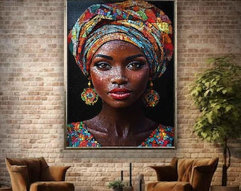 African woman canvas print, African woman wall art, Colorful african woman canvas, Colorful African art, Woman digital print, woman art